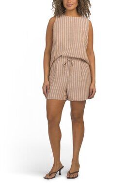 CECE 2pc Linen Blend Tank And Shorts Set